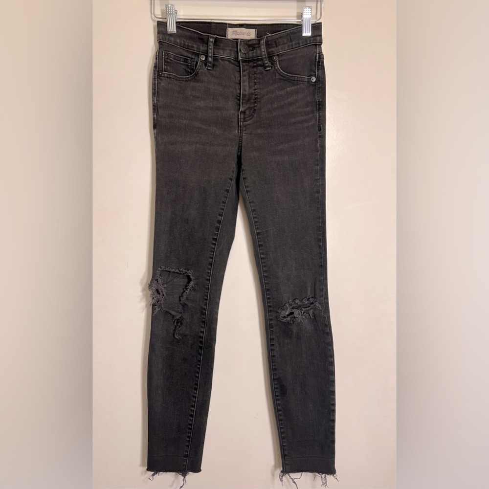 Madewell 9” High Rise Skinny Washed Out Black Jeans
